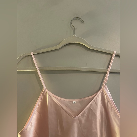 Brand-less Light Pink Satin Nightgown Mini Spaghetti Strap Dress - Picture 3 of 4